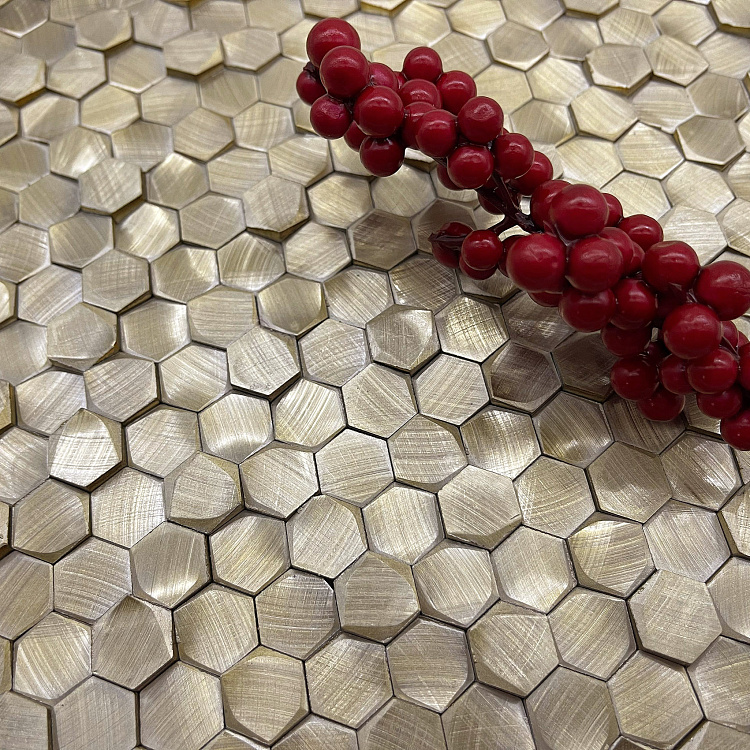 Aluminium 3D Hexagon Gold 8x14x6